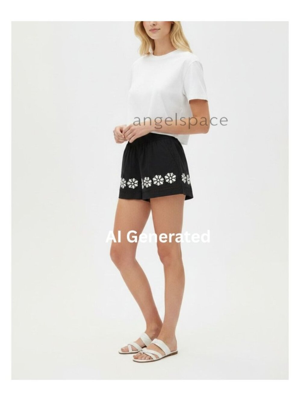 Ciao Lucia Samaya Shorts XS Black Cotton Embroidered Daisy Pull On NWT